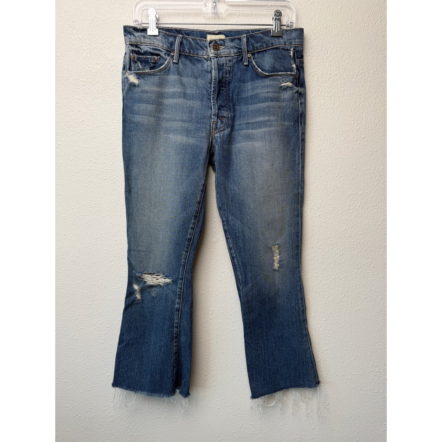 Mother Nomad Crop Fray Jeans Blue Womens 26