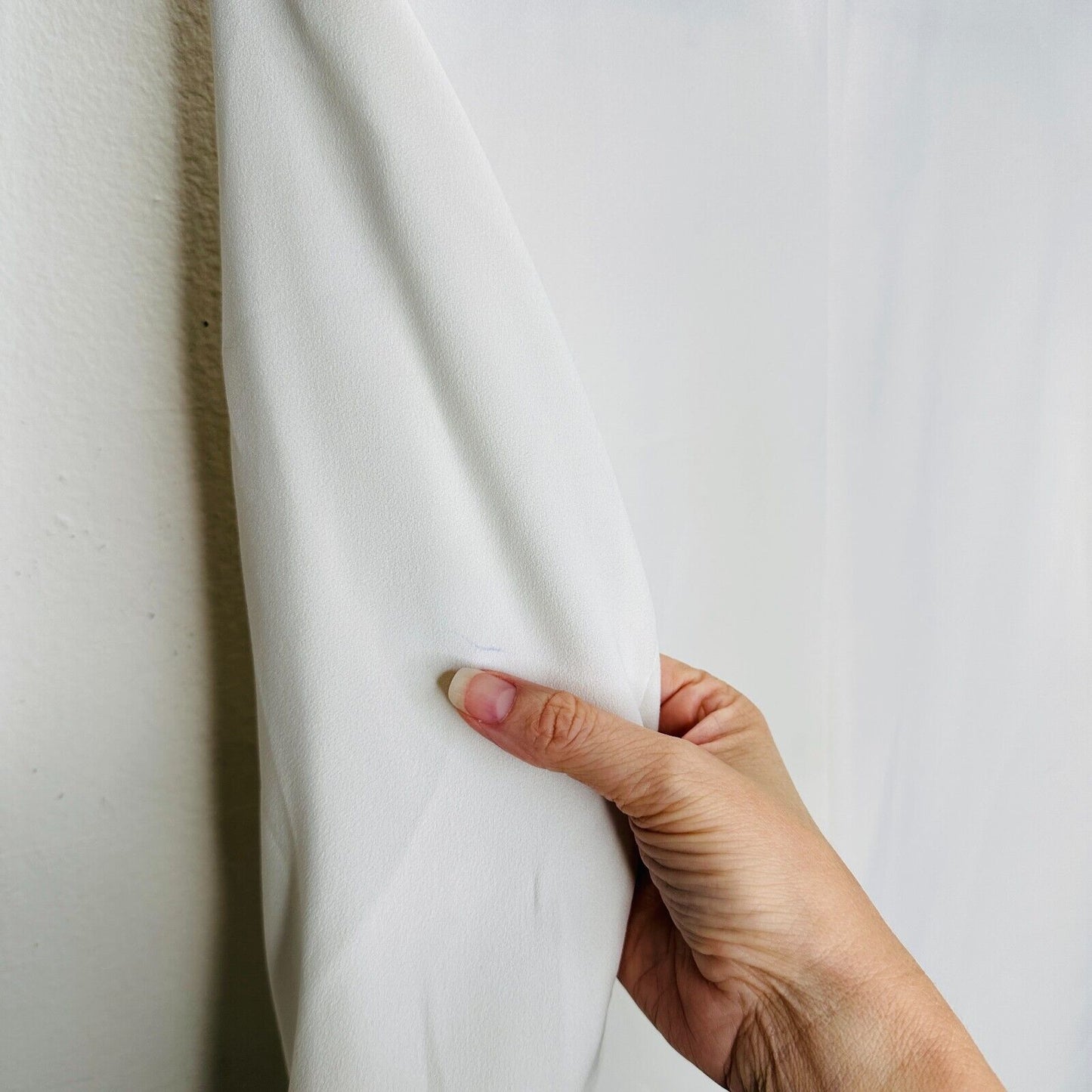 H&M Cream Linen Blend Fitted Blazer Jacket Hook & Eye Front 3/4 Ruched Sleeves 4