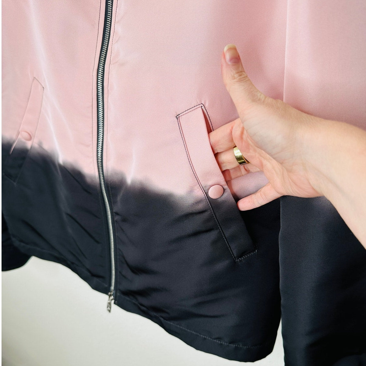 Alexander McQueen Pink & Black Dip Dye Front Zip Jacket 50 / Large