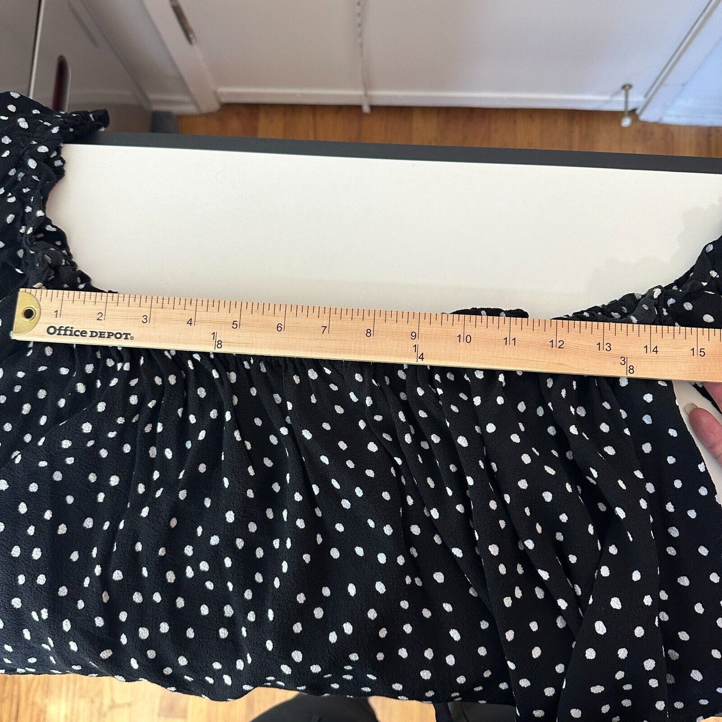 Revolve NBD Cute Black & White Polka Dot Off-Shoulder Ruffled Crop Top Blouse L