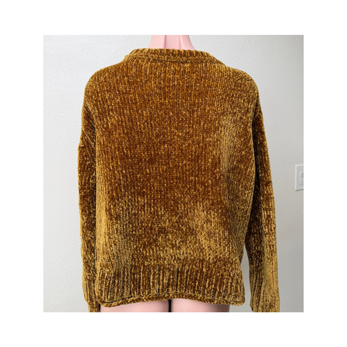 Zara Knit Mustard Gold Chenille Cropped High Low Sweater Women's US S