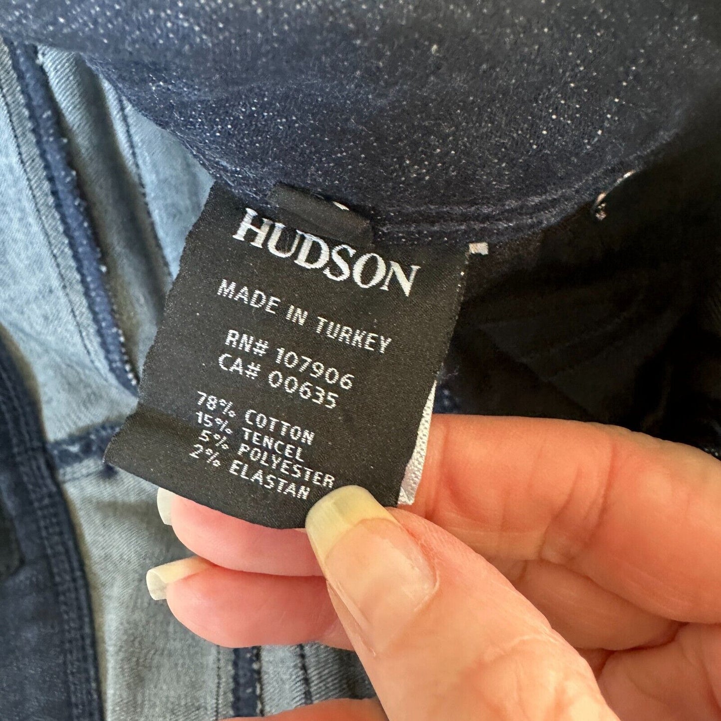 Hudson Collin Dark Blue Wash Low Rise Electric Clover Skinny Denim Jeans Size 26