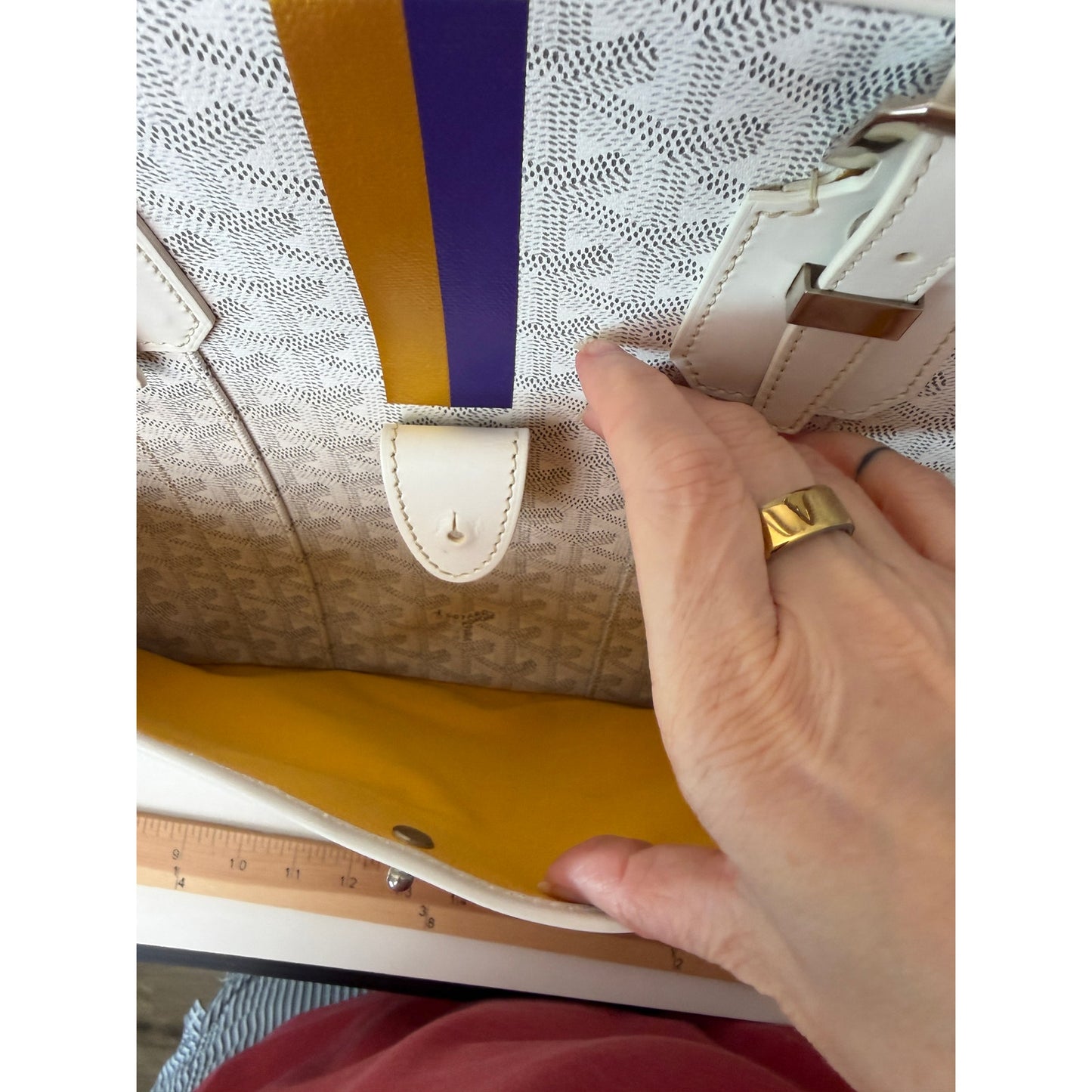 Goyard Ambassade MM White Goyardine Briefcase Laptop Bag AG Personalized