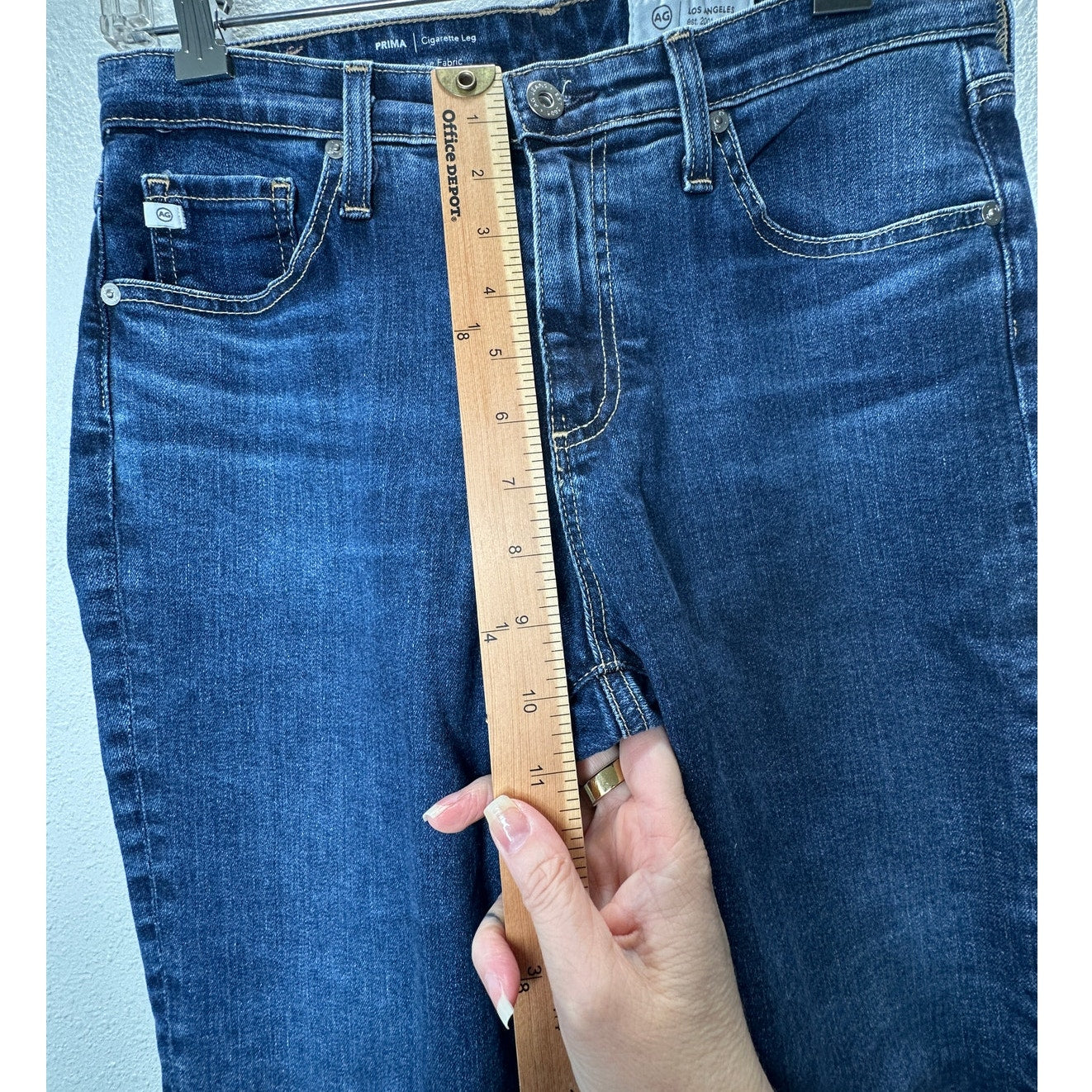 AG Dark Wash Whiskered Prima Cigarette Leg Japanese Fabric Jean 30