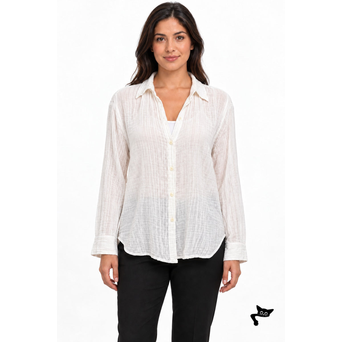 Michael Stars White Cotton Gauze Button Shirt Women M