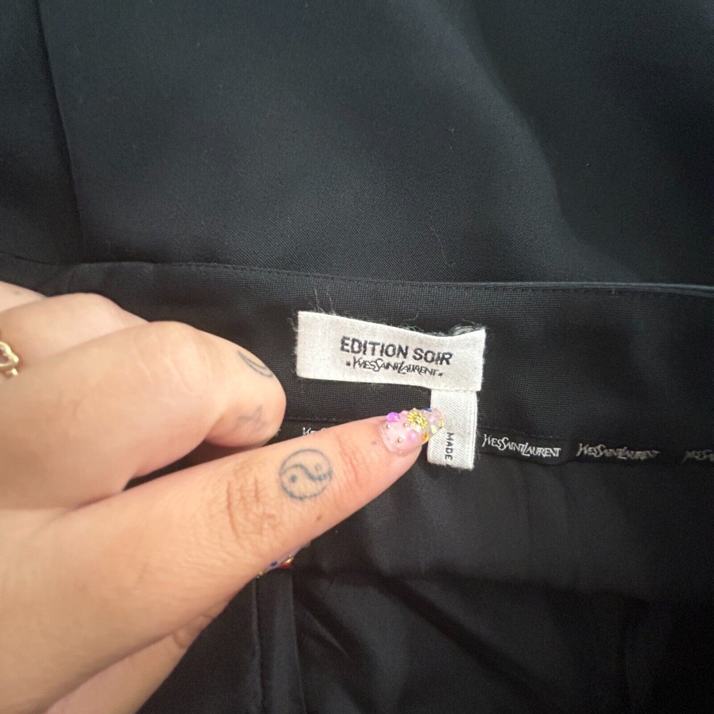 Yves Saint Laurent Black Edition Soir Straight Leg Crease Tuxedo Pant 40 / 6