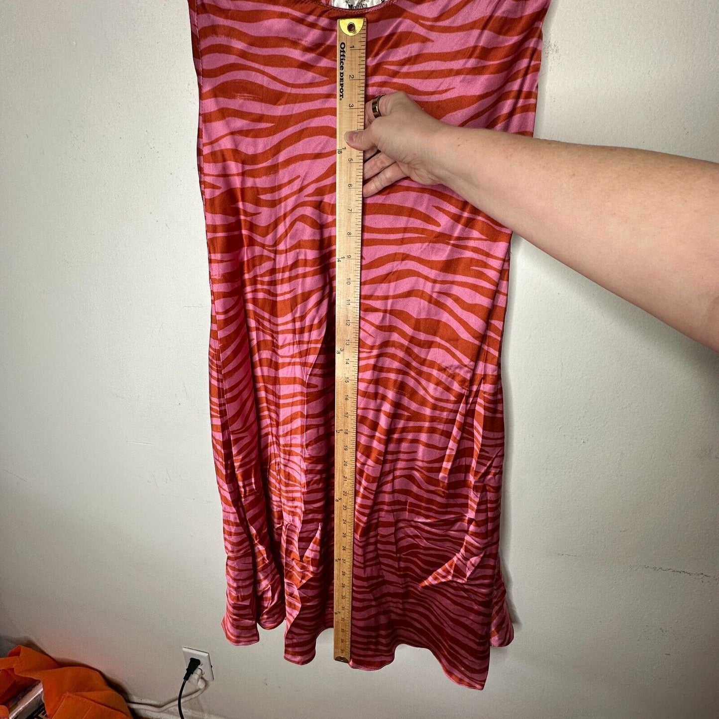 Monika Rust Orange Pink Patti Animal Print Maxi Skirt 100% Pure Silk XS