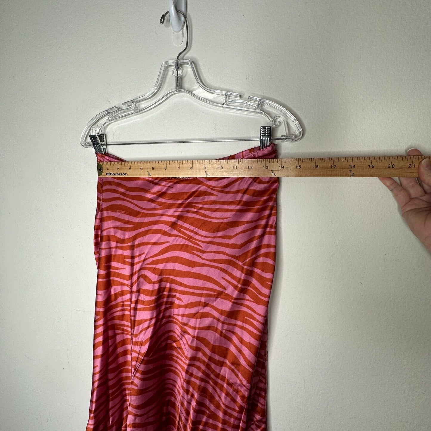Monika Rust Orange Pink Patti Animal Print Maxi Skirt 100% Pure Silk XS