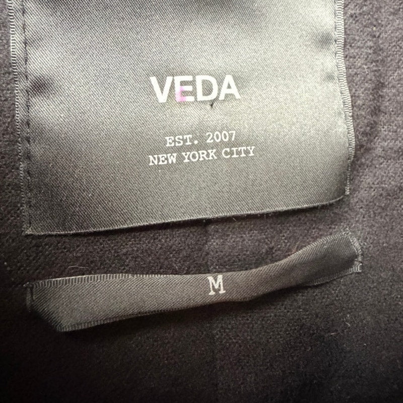 Veda Black Genuine Leather Moto Biker Jacket Women's Medium