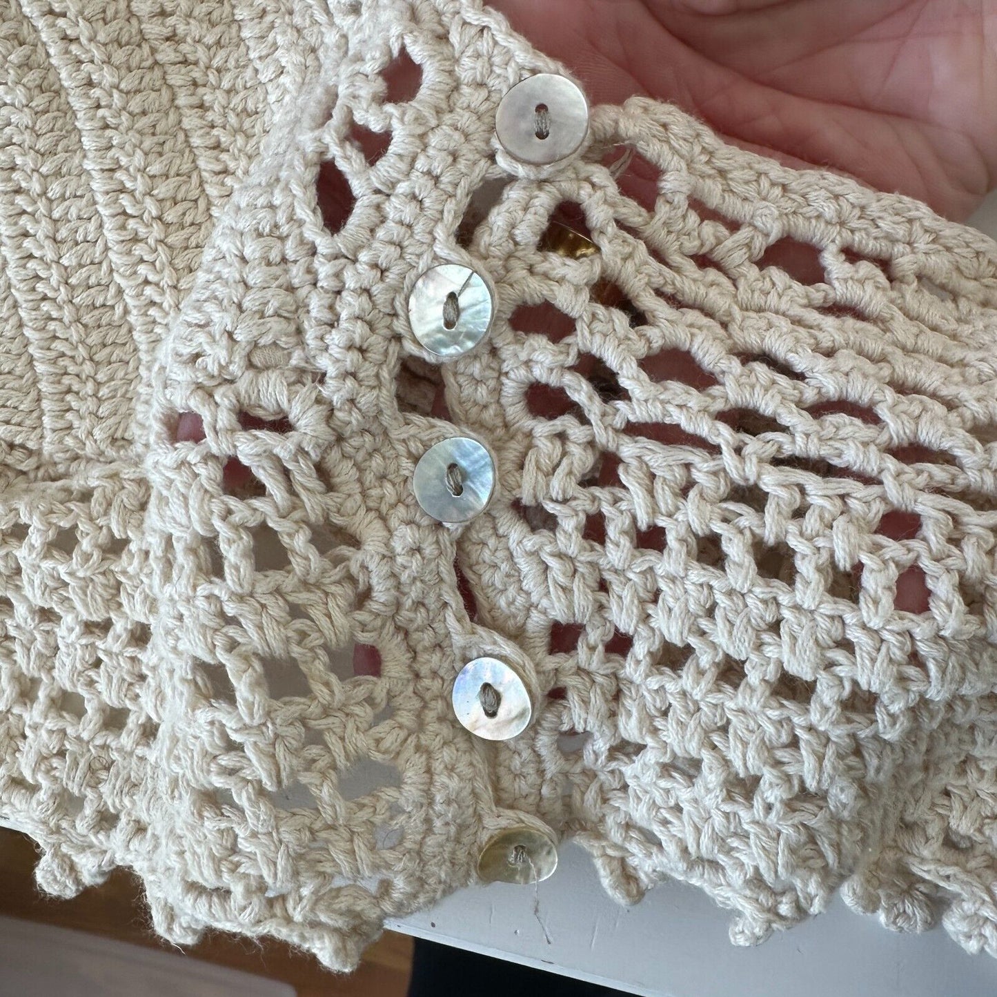 Urban Outfitters Cream Tan Crochet Spaghetti Strap Bralette Side Buttons Medium