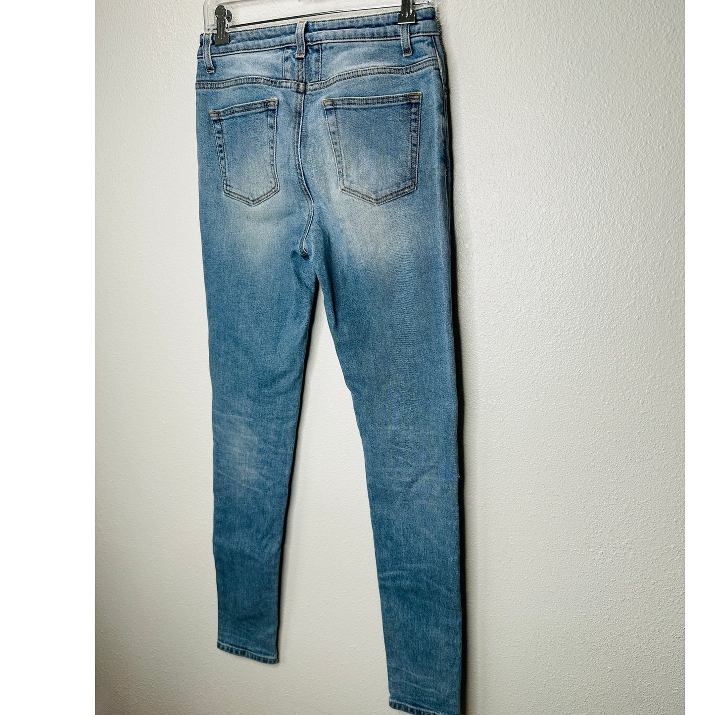 Saint Laurent Medium Light Blue Distressed Knee Slim Skinny Jeans 29