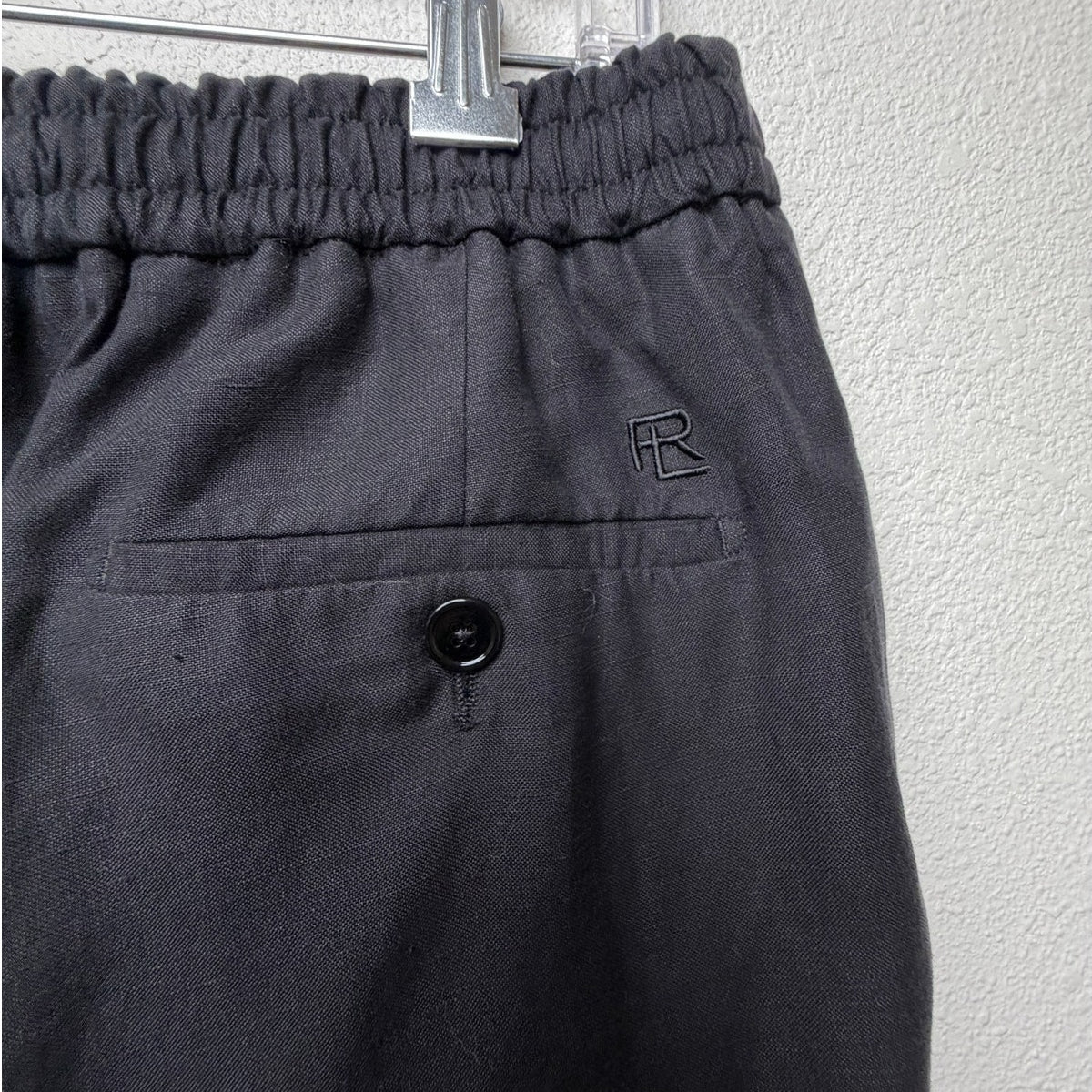 Ralph Lauren Purple Label Black Linen Pleated Drawstring Shorts Men's US M
