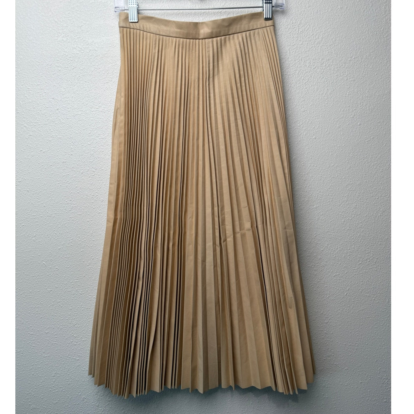August Getty Atelier Accordion Pleat Leather Maxi Skirt Nude Women's US XS