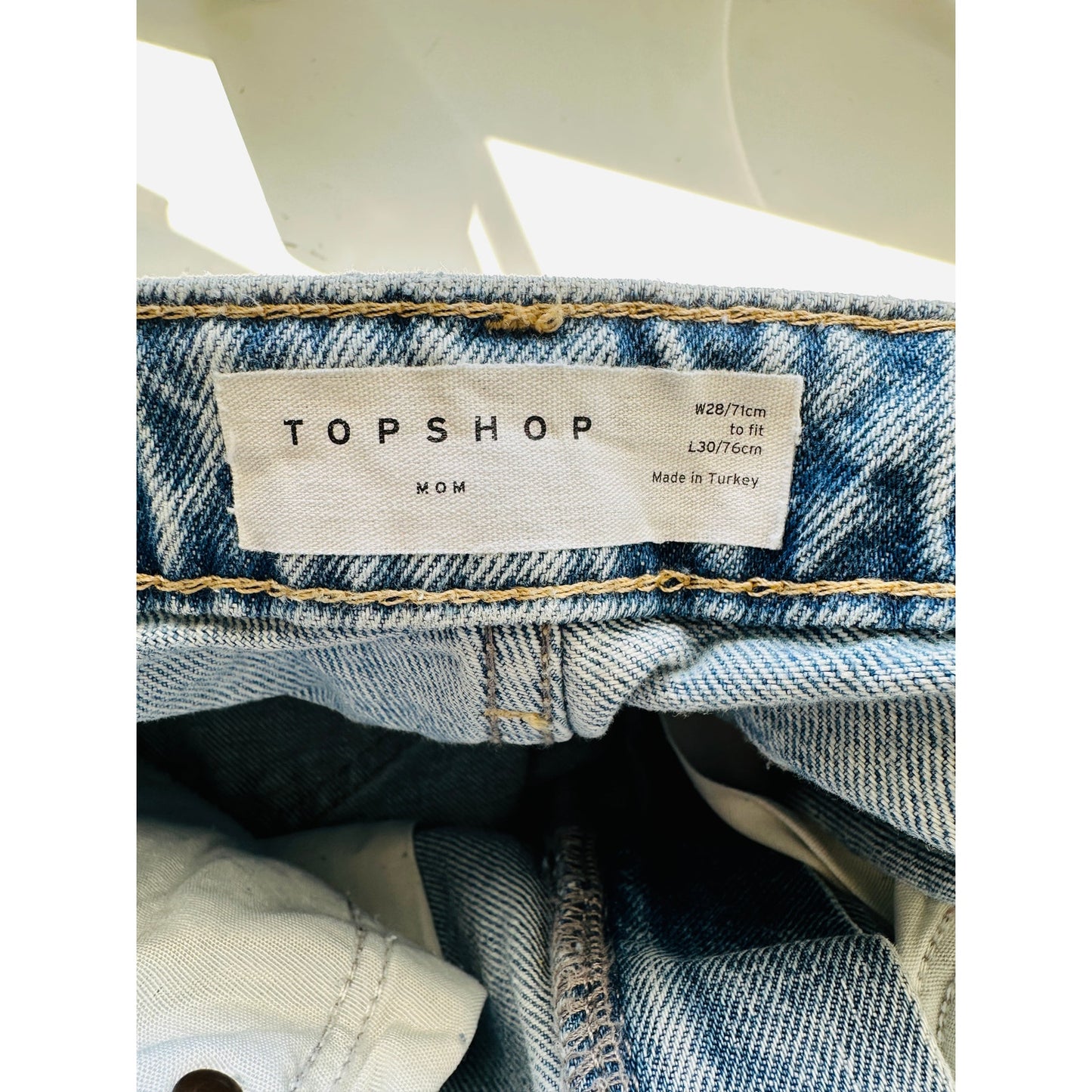 Topshop High-Waist Mom Jeans Blue Women’s W28 L30 Distressed Ripped