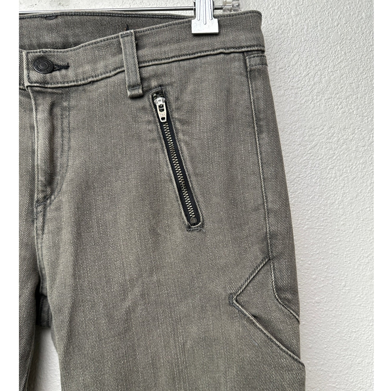 Rag & Bone Iron Skinny Grey Women’s US 28 Mixed Media Zip Jeans