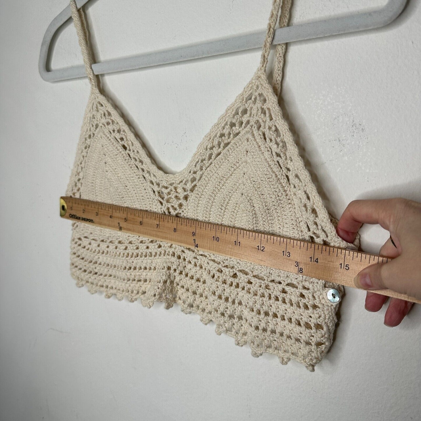 Urban Outfitters Cream Tan Crochet Spaghetti Strap Bralette Side Buttons Medium