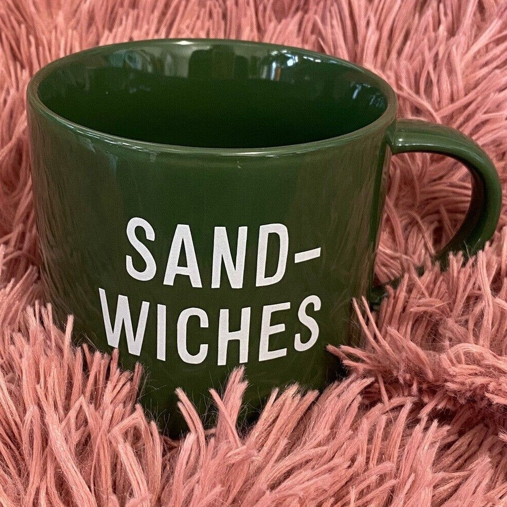 Room Essentials Clever Hunter Green Sandwiches Graphic 16oz Coffee Tea Mug