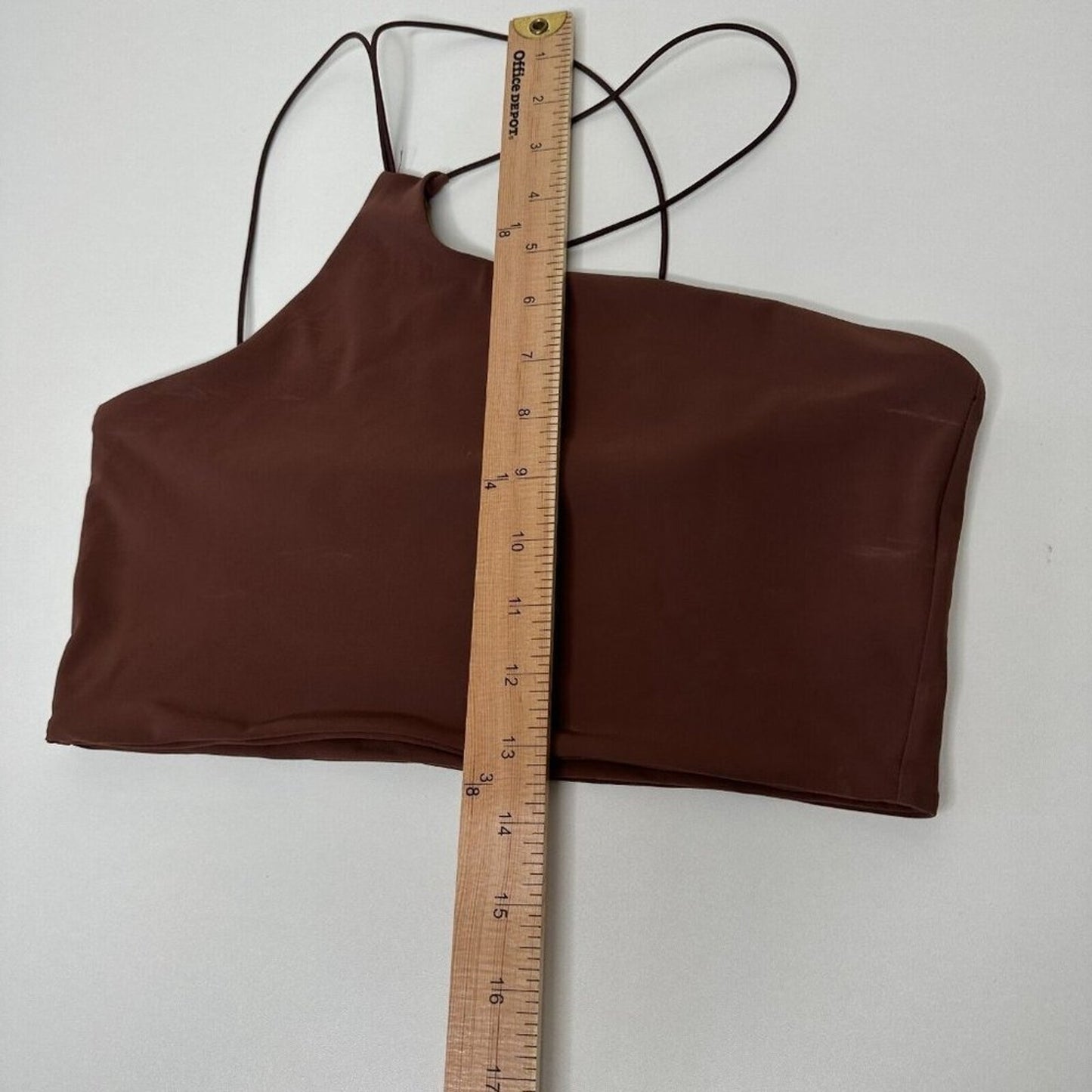 Alix NYC Chocolate Brown Avon Asymmetrical One Shoulder Thin Strap Crop Top S
