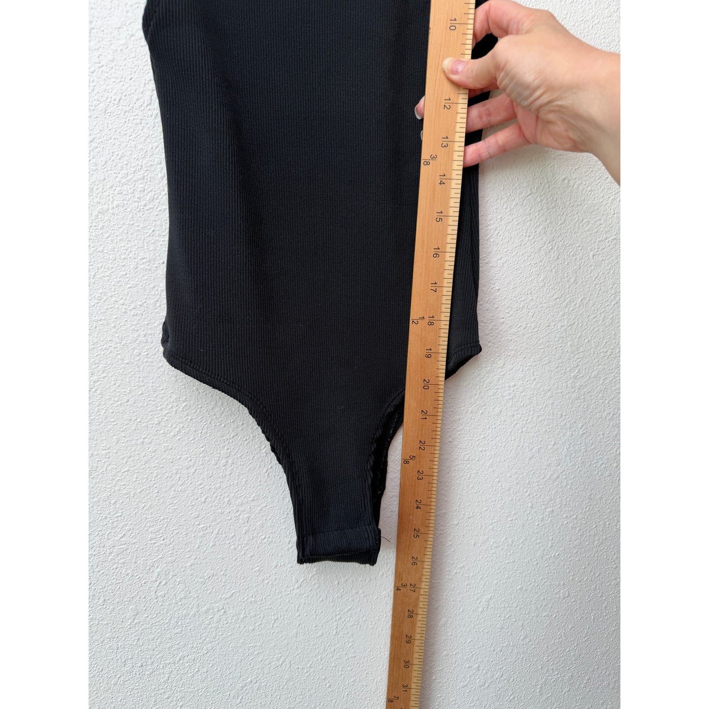 Dance & Marvel Black Ribbed Scoop Back Bodysuit S