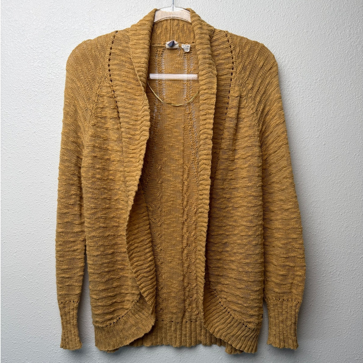 Roxy Let's Go Anywhere Cardigan Curry Mustard Open Front Women's US XS