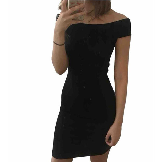 Zara Sexy Black Off-Shoulder Bandeau Style bodycon Dress Stretchy Medium