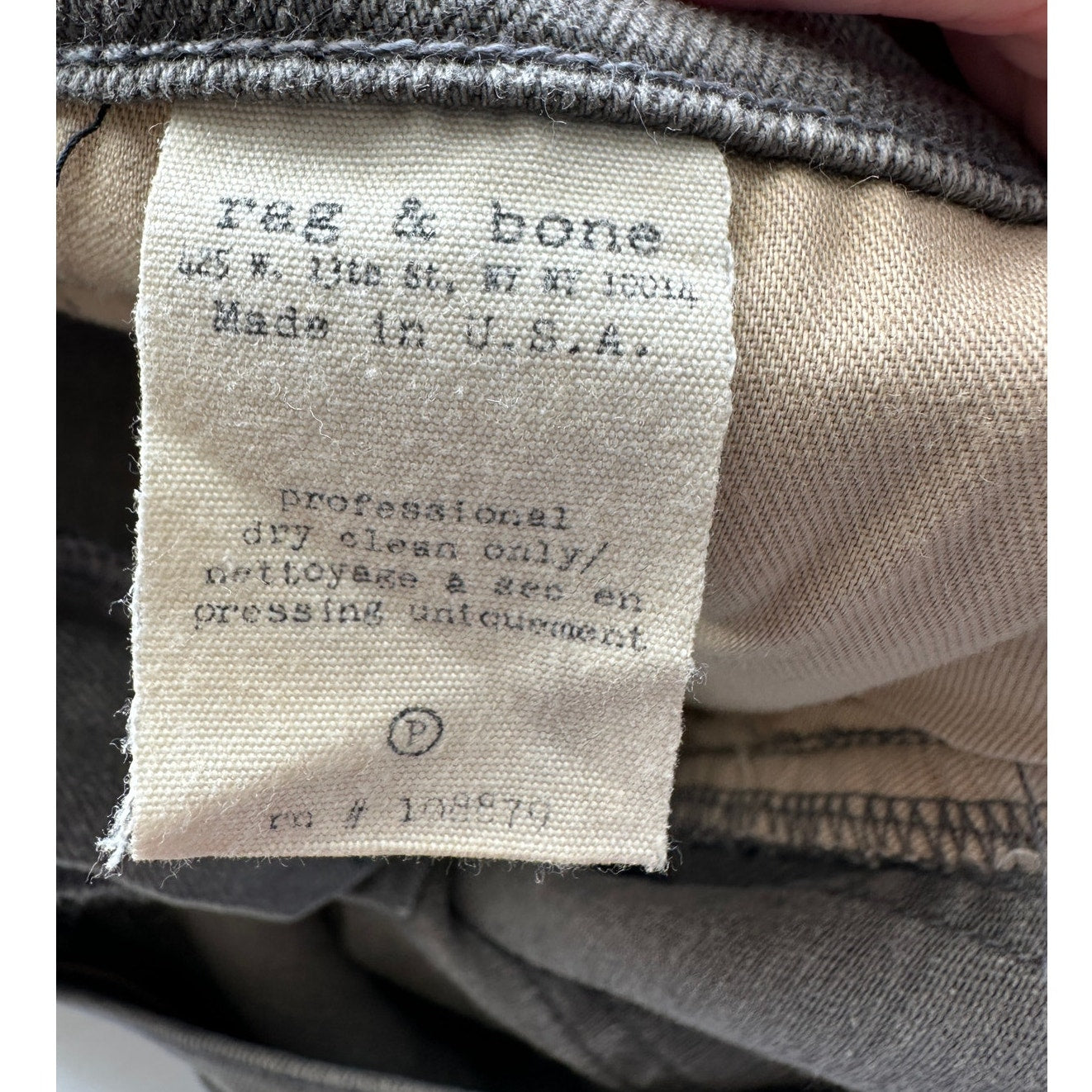 Rag & Bone Iron Skinny Grey Women’s US 28 Mixed Media Zip Jeans