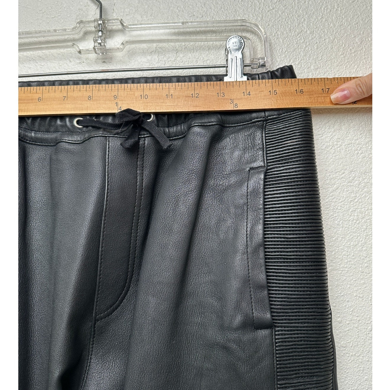 Balmain Lambskin Moto Pants Black Men’s US L Drawstring