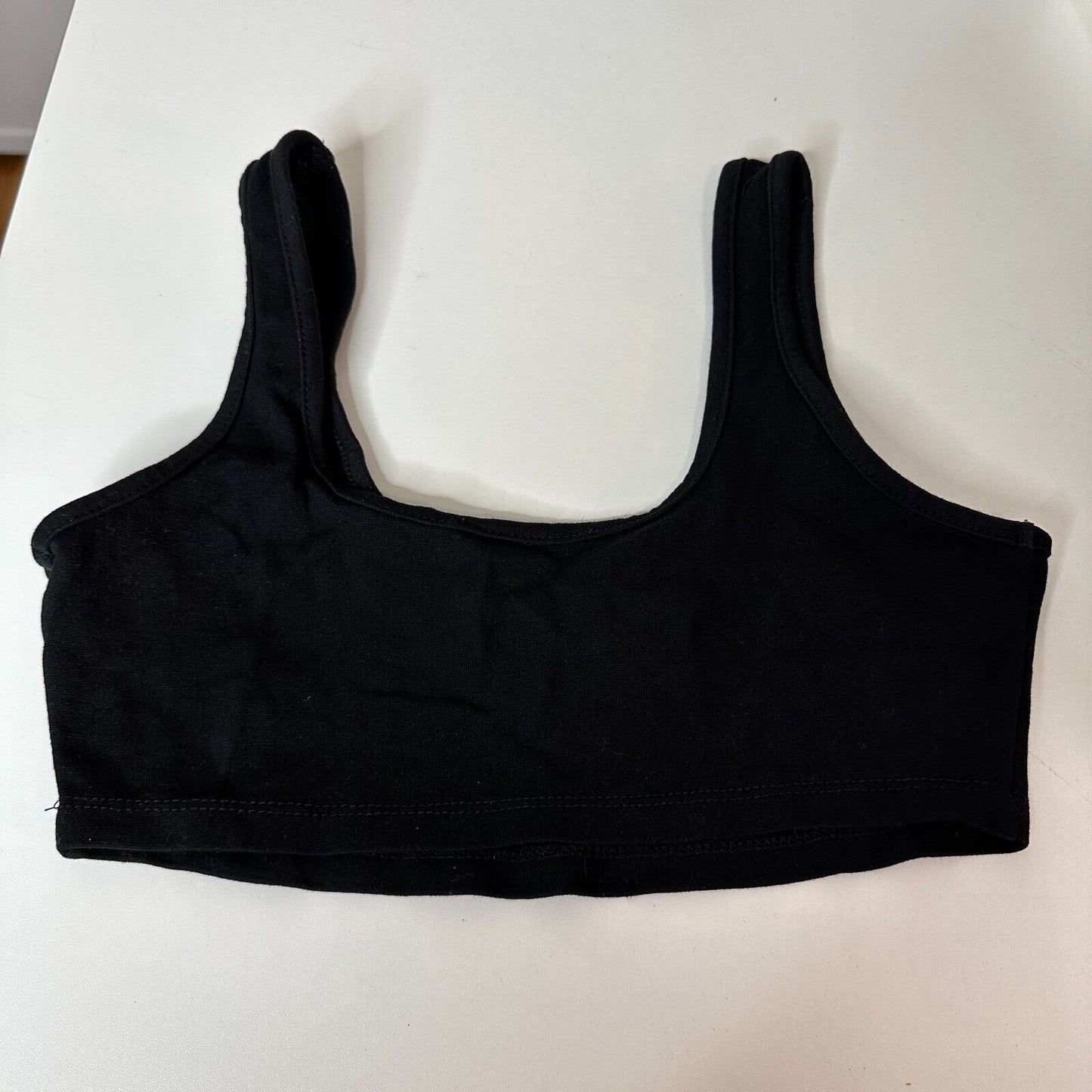 Fashion Nova Jet Black Stretch Square Neck Crop Tank Top Bralette Extra-Small XS