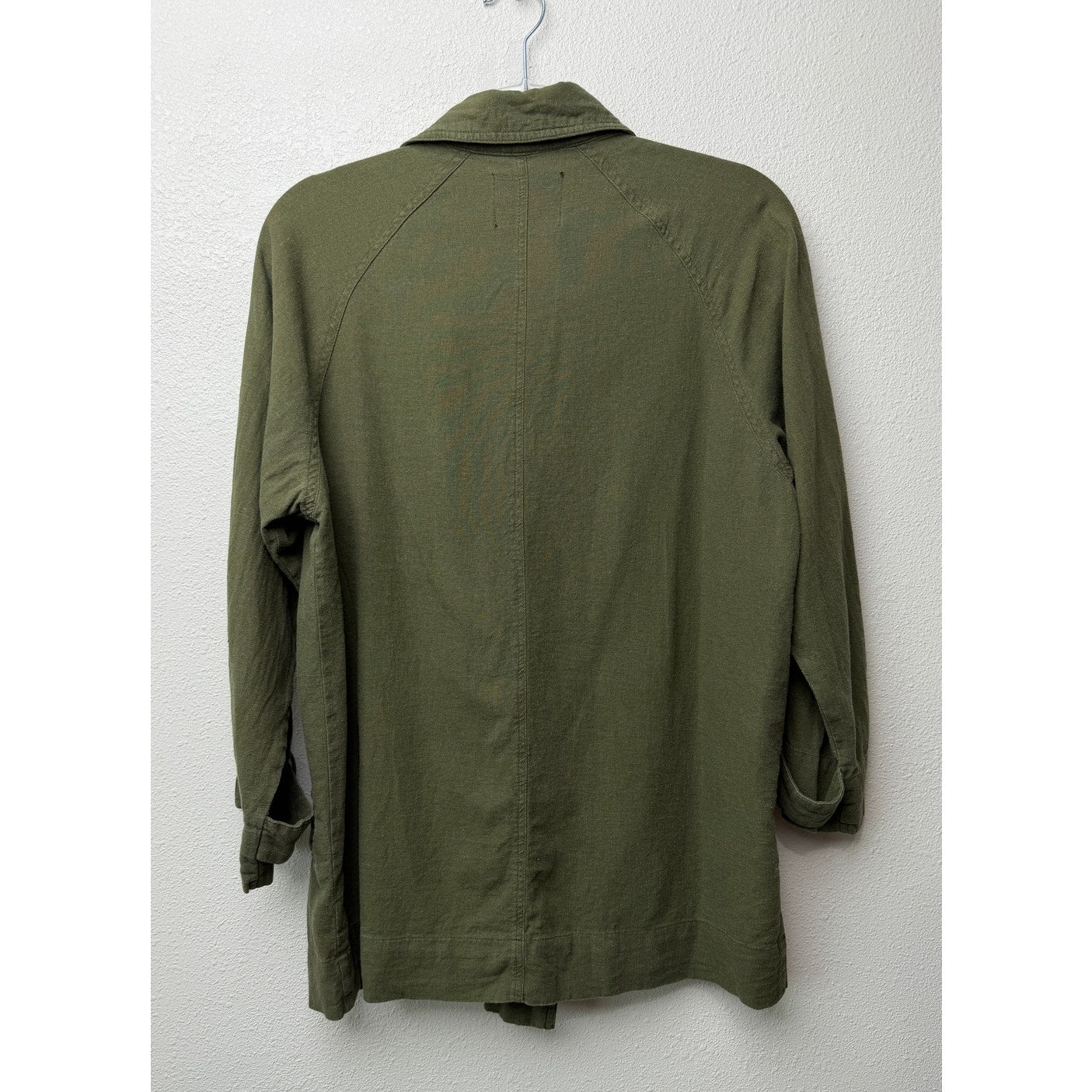Love Tree Olive Linen Blend Moto Jacket Women's M