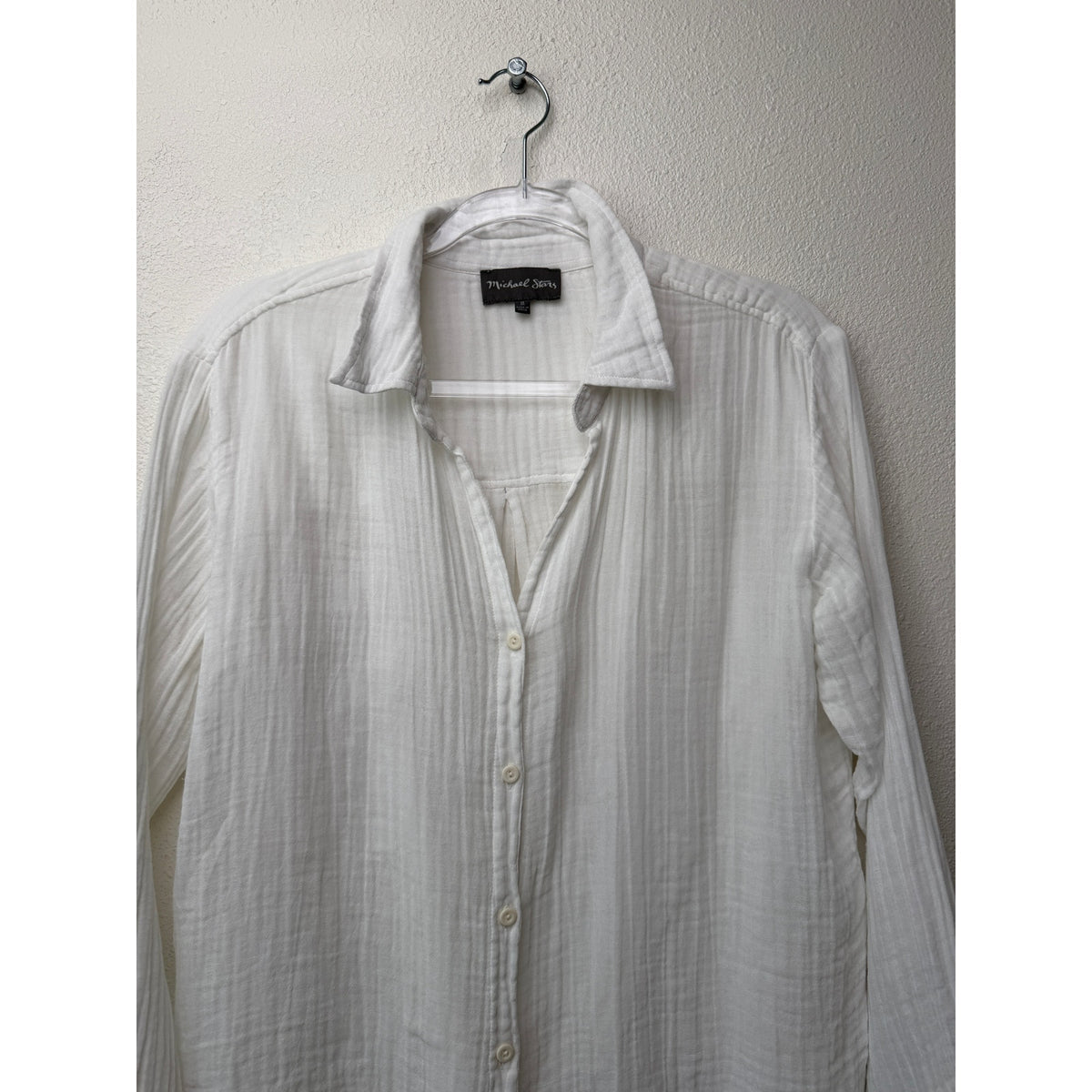 Michael Stars White Cotton Gauze Button Shirt Women M