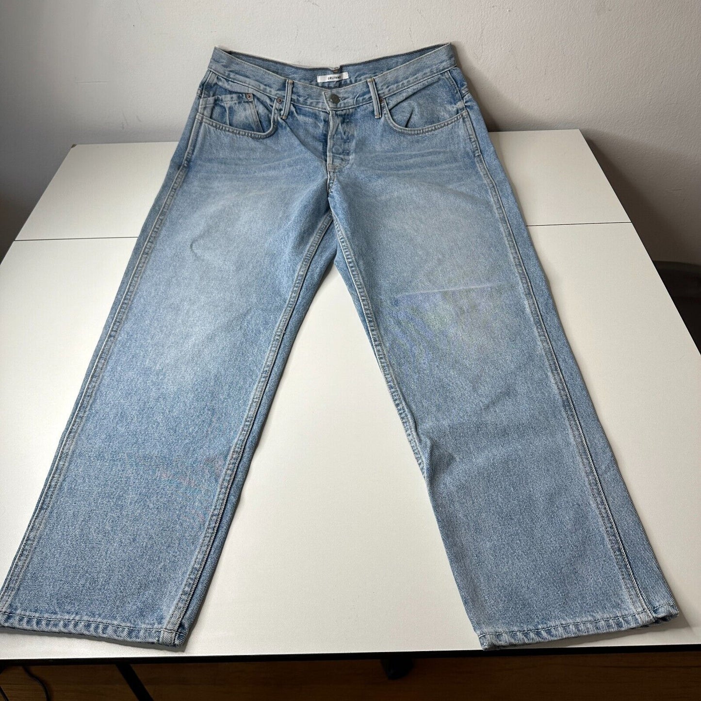 GRLFRND Dree Light Wash In My Time Crop Jean Hidden Button Fly Straight Leg 31