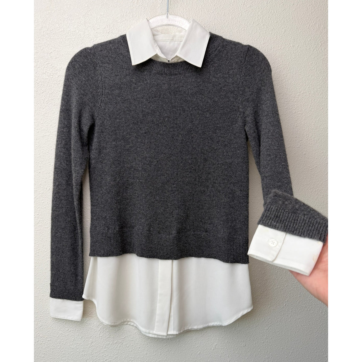 Gray White Layered Sweater Shirt XS