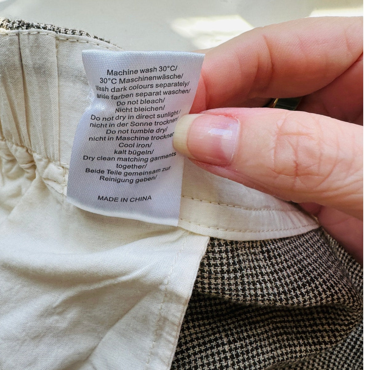 Poetry Brown & Cream Houndstooth cinch Waist Cropped Linen Trouser Pants 12