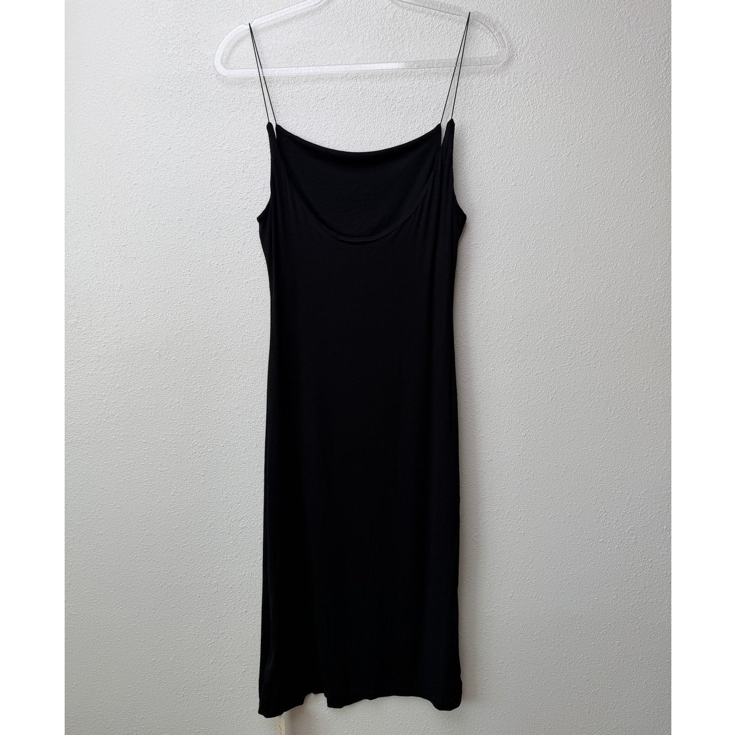 NWT Commense Black Ribbed Side Slit Midi Dress XL