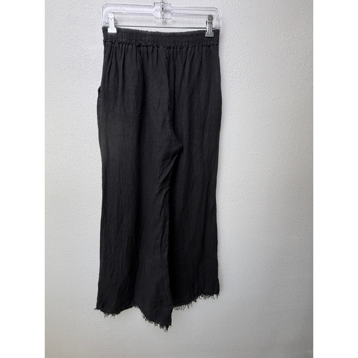 Milio Milano Black Frayed Wide Leg Pants Women M