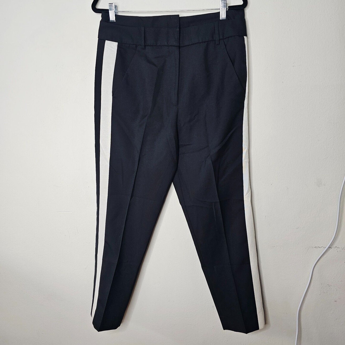 Karl Lagerfeld Black With White Stripe High Waist Tailored Pants FR40 IT44 L