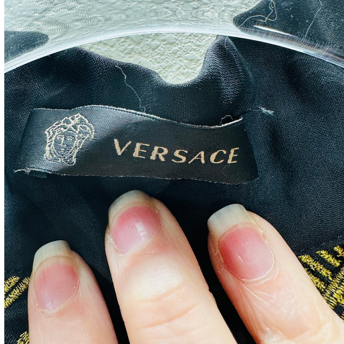 Versace Belted Gold Embroidered Black Wool Blend Kimono Jacket M