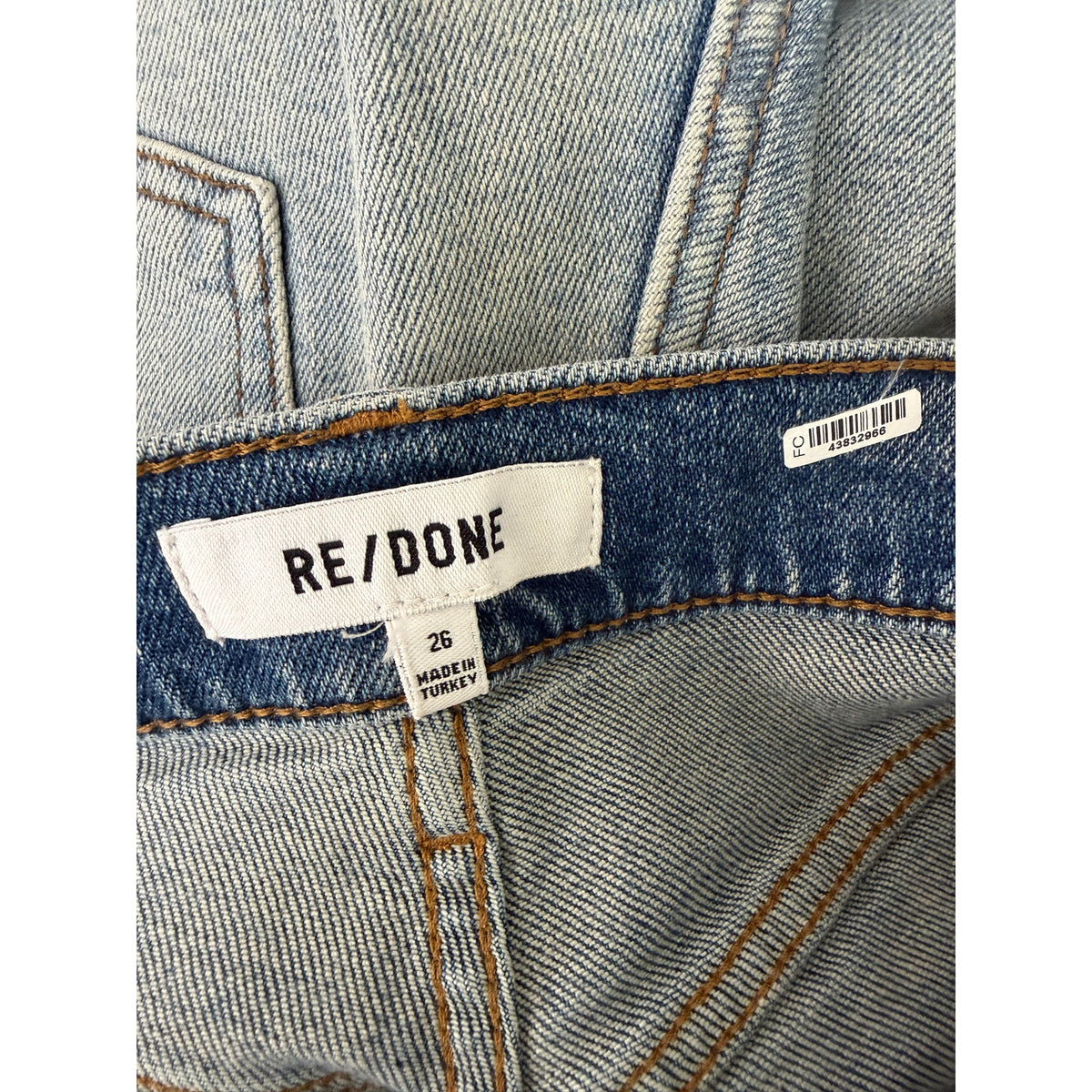 RE/DONE Blue High Rise Wide Leg Crop Jeans Women's 26