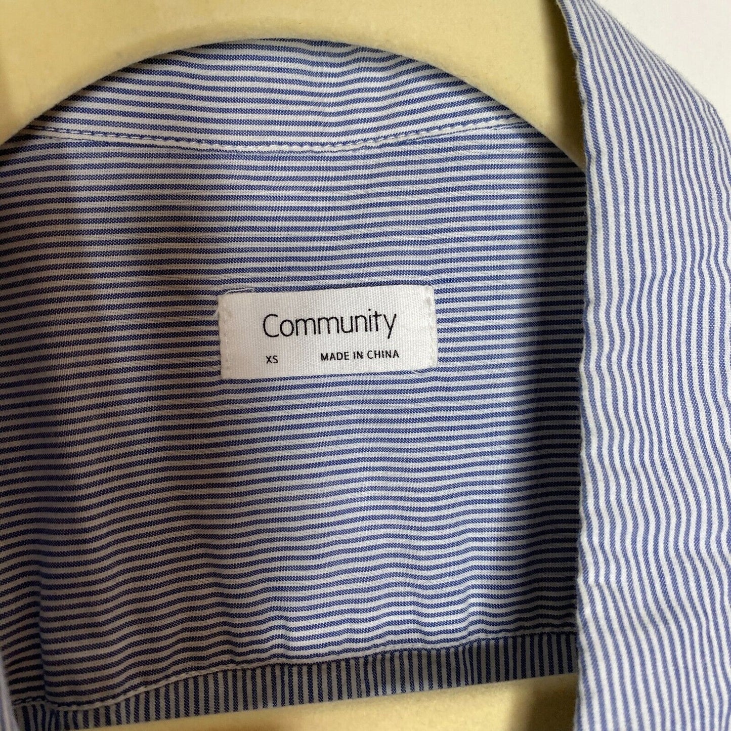 Aritzia Community Blue and White Pin Stripe The Jane Short Sleeve Button Shirt