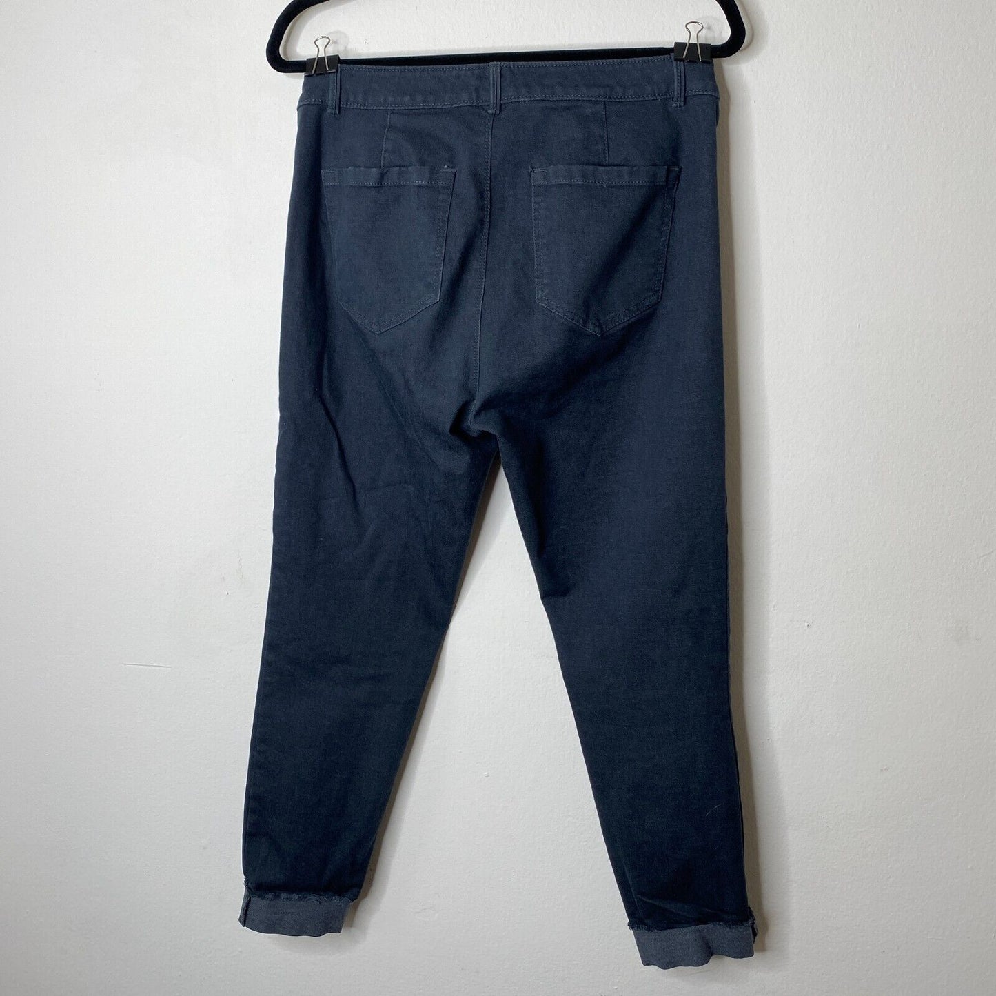 Loft Dark Gray Button Front Fly Skinny Pants Crop Raw Hem Stretchy Jeans Size 4