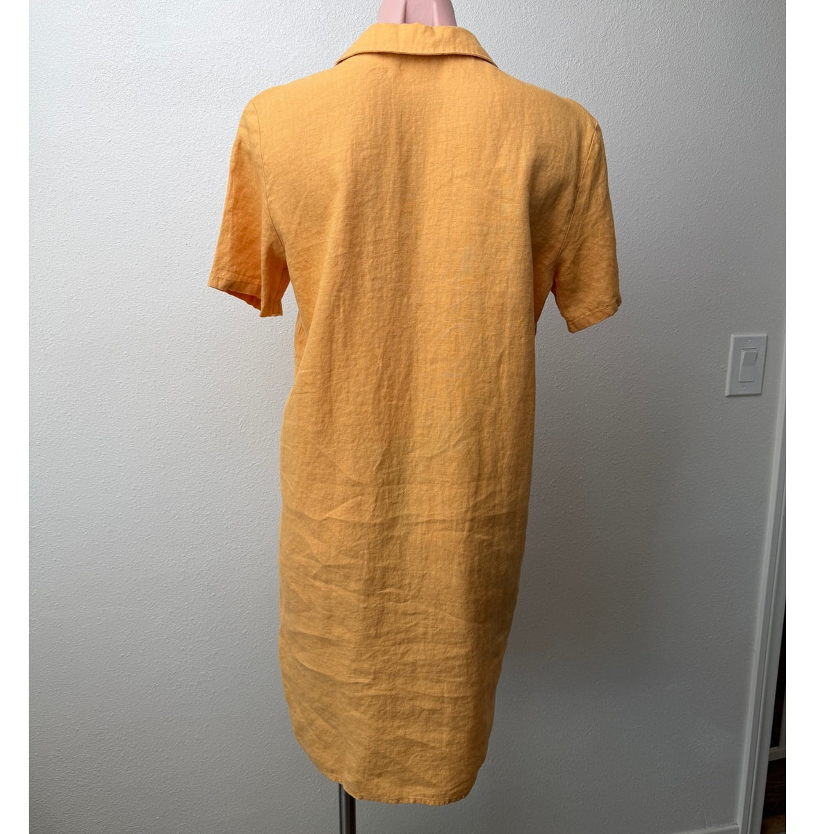 James Perse Mustard Gold Linen Button Front Shirt Dress Women's US M