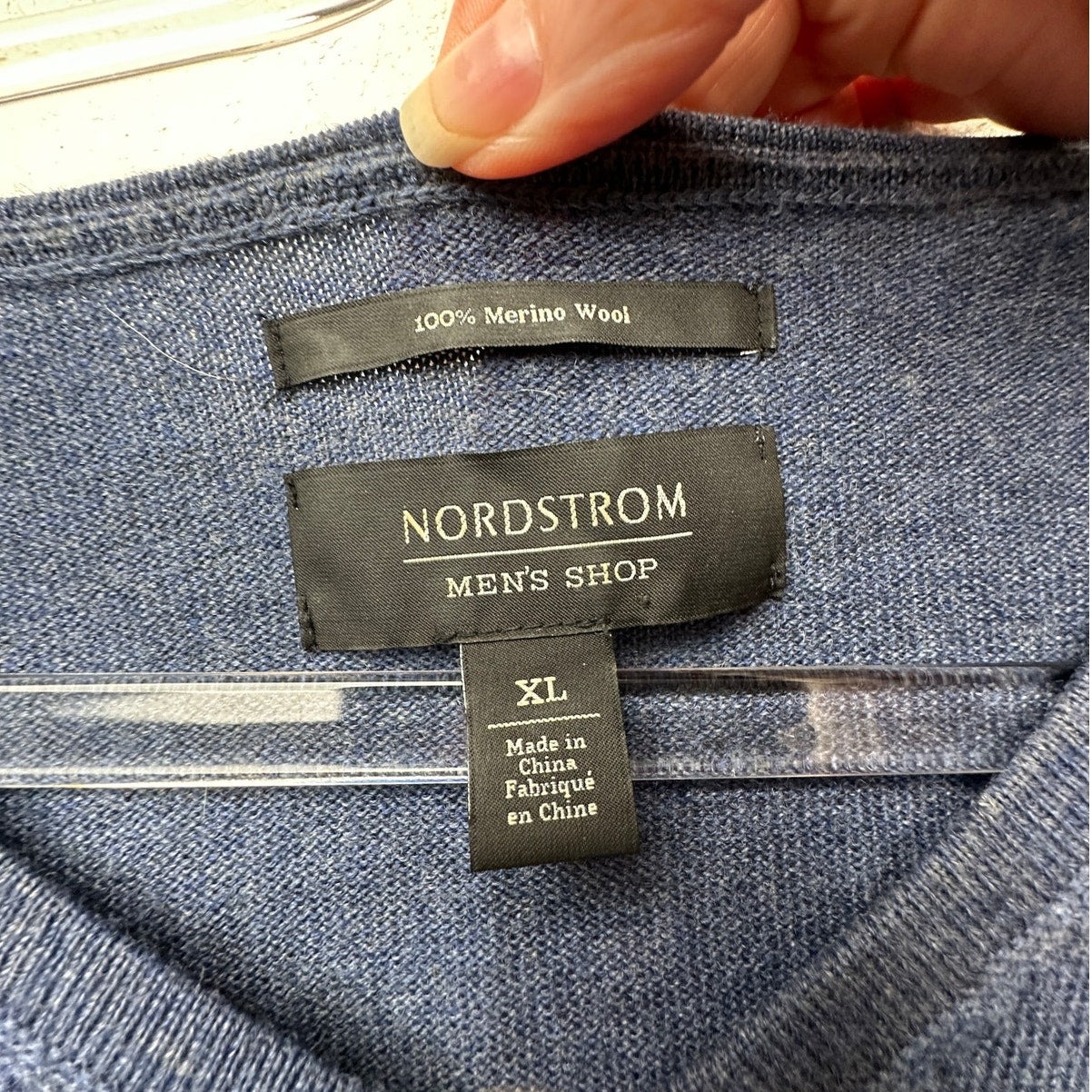 Nordstrom Merino Wool Blue V-Neck Sweater Men’s XL