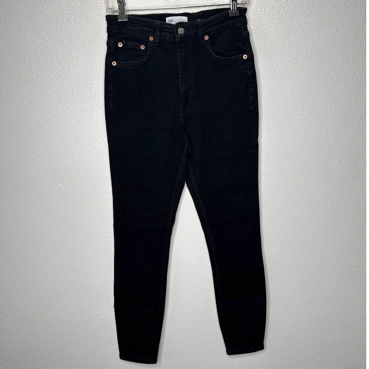 Zara Black High Waist Slim Fit 5 Pocket Jeans 6