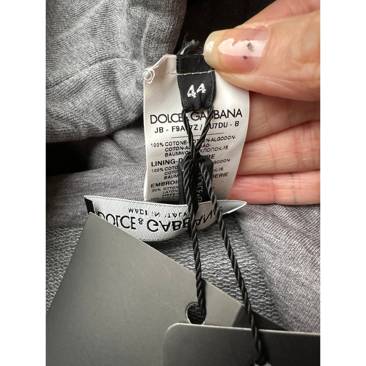 NWT Dolce & Gabbana Embellished Floral Logo Hoodie Gray Women US M