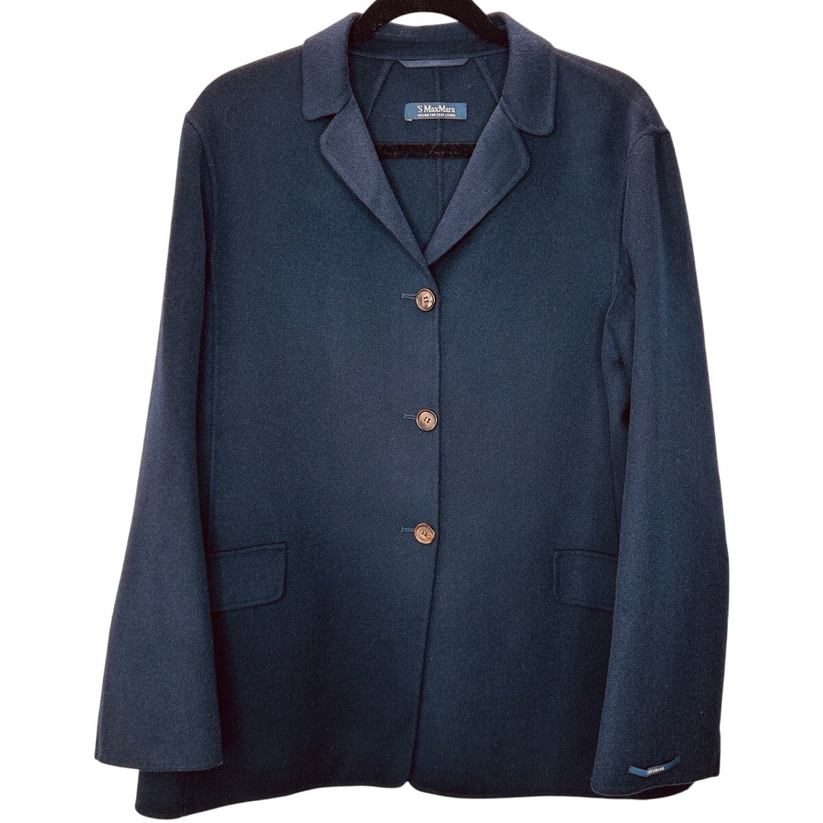 S MaxMara Cucio Amano Navy Angora Wool Blend 3-Button Blazer 12