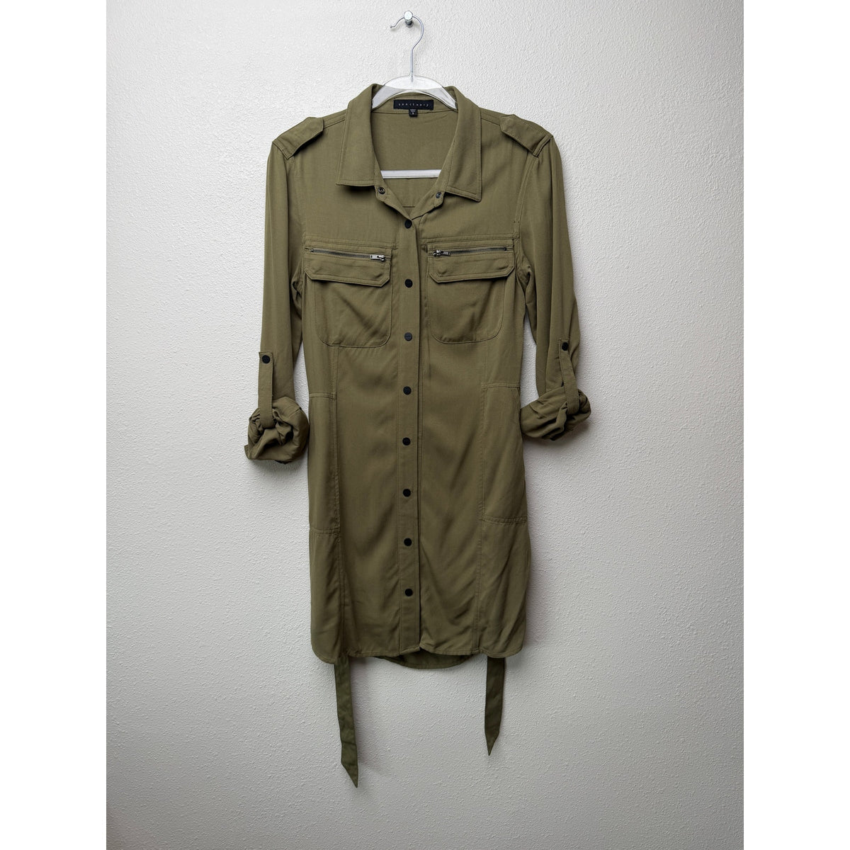 Sanctuary Olive Belted Utility Shirt Dress Women S