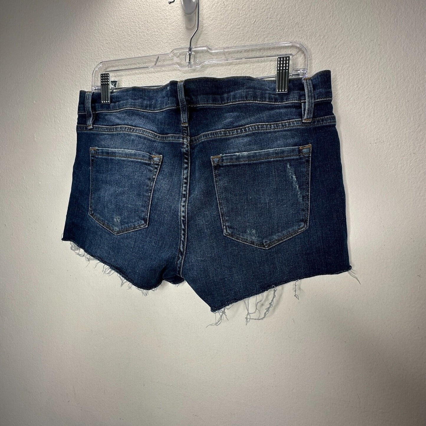 Frame Le Cut Off Azure Jean Shorts Raw Edge Frayed Hem Fading & Whiskering 28