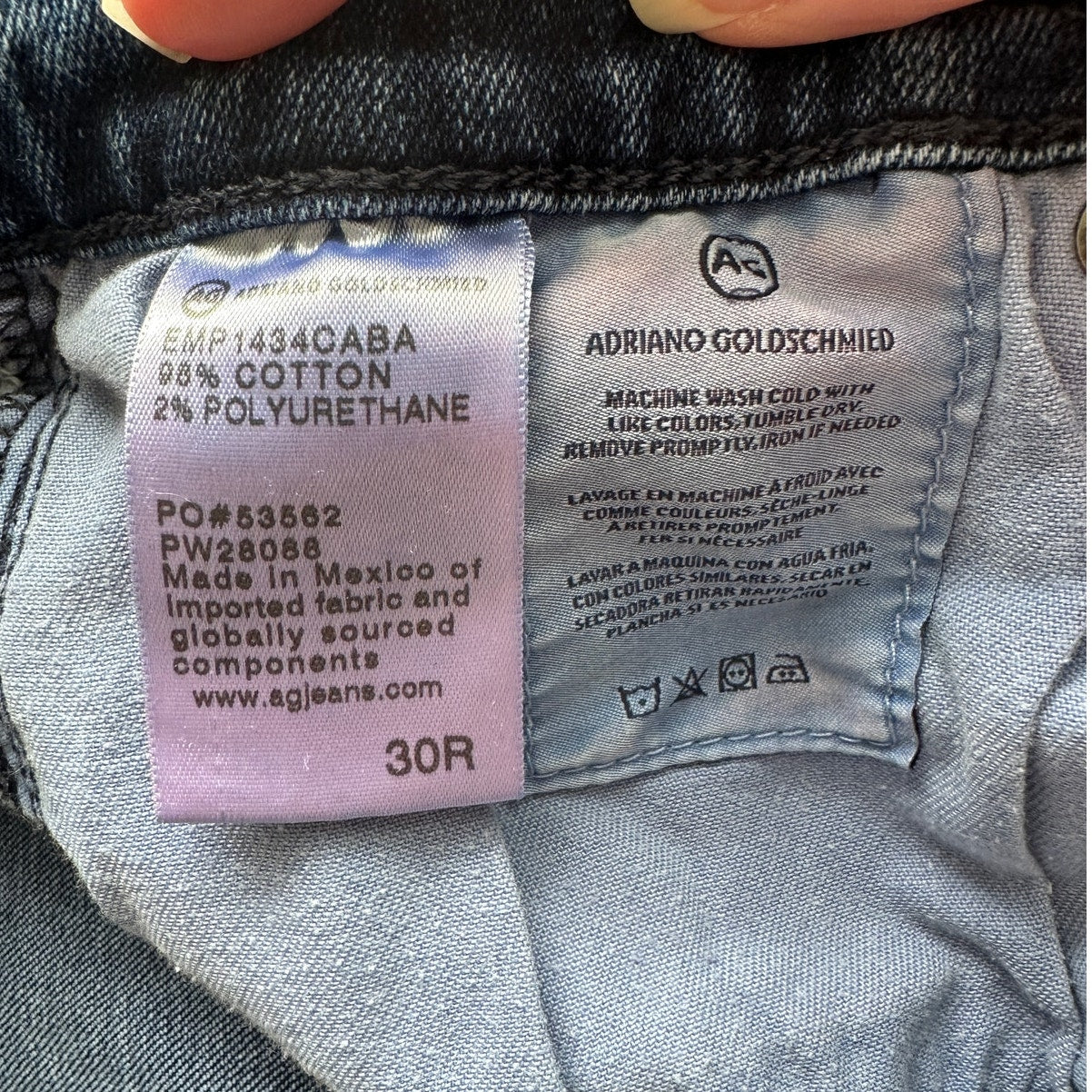 AG Adriano Medium Wash Whiskered Prima Cigarette Leg Jeans 30