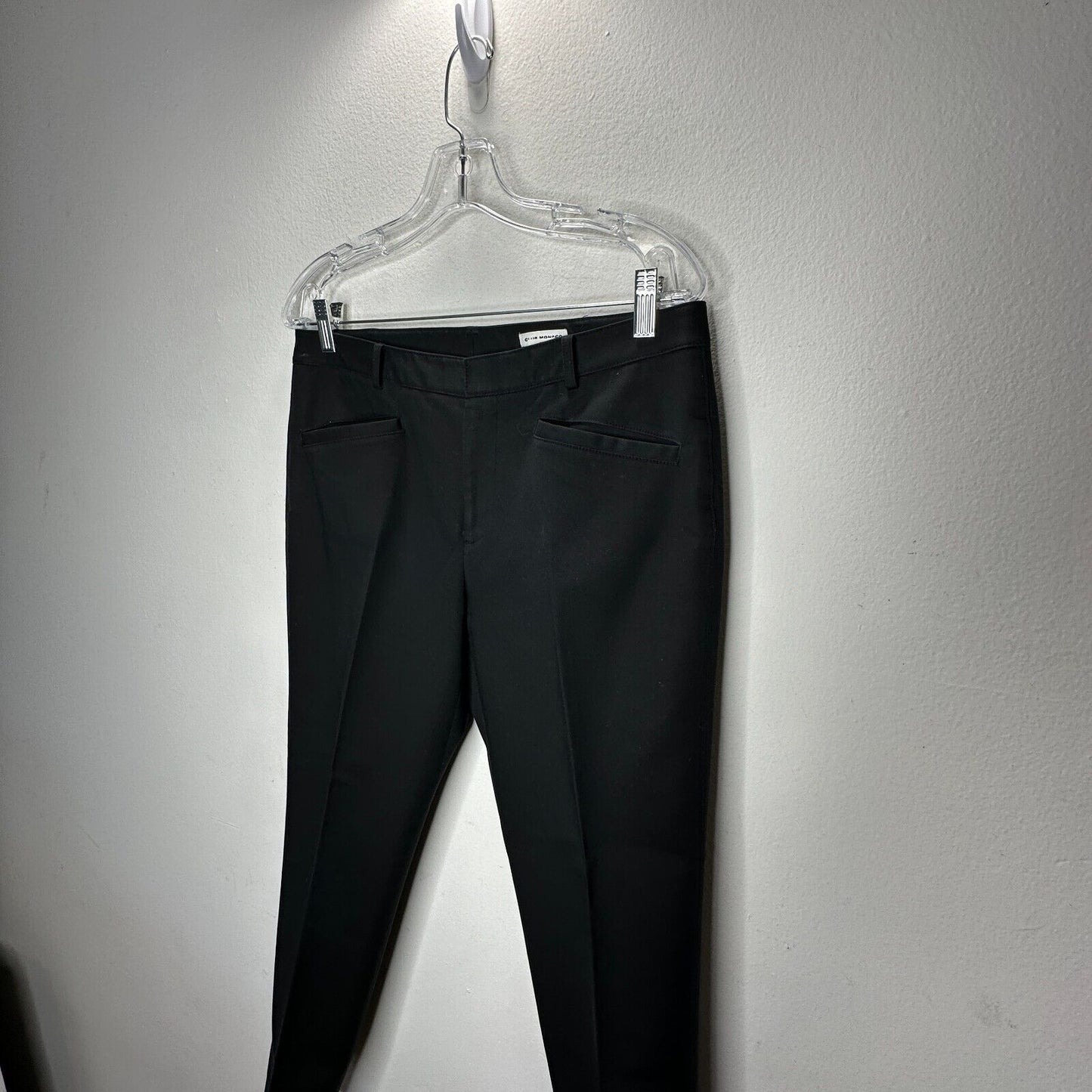 Club Monaco Jet Black Pressed Front Crease Straight Leg Trouser Pant Pockets 8