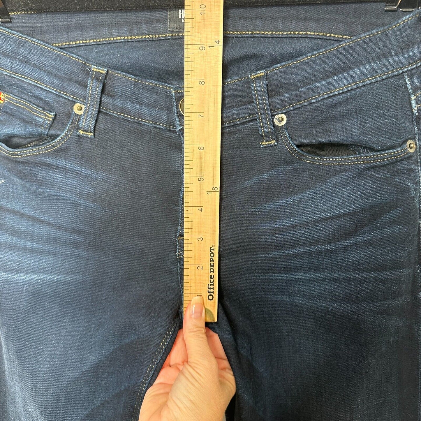 Hudson Dark Wash Angel Flare Low-Rise Slight Whiskering 5 Pocket Denim Jean 26